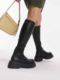 PU Leather Flat Heel Boots