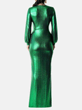 Lantern Sleeve Split Maxi Dress