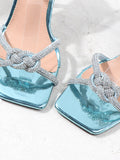 Rhinestone Square Toe Heel