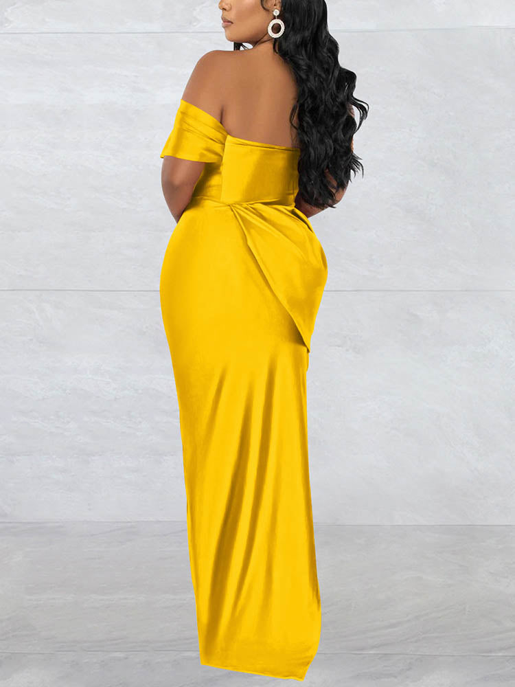 Corset Style High Slit Maxi Dress