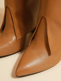 PU Leather Chunky Heel Boots