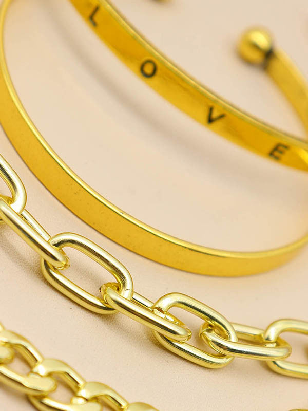 Love Gold 4 Pieces Bracelet Set