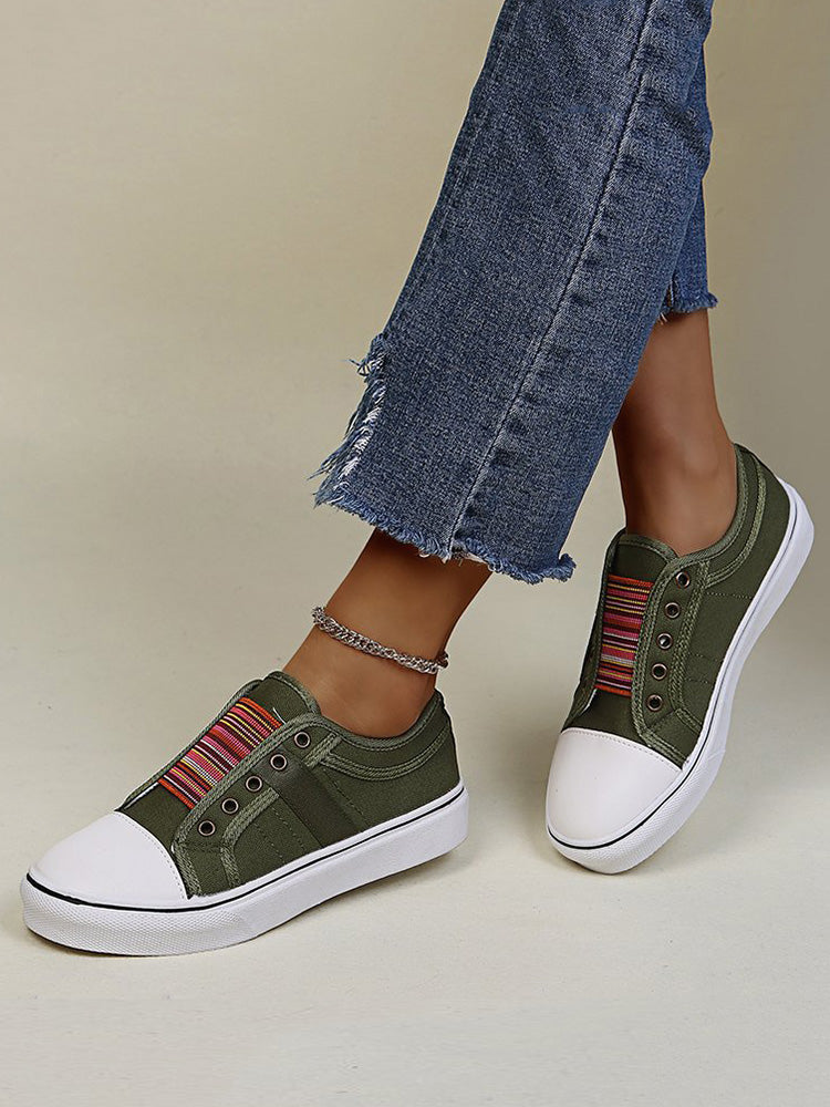 Casual Band Slip-On Canvas Sneakers