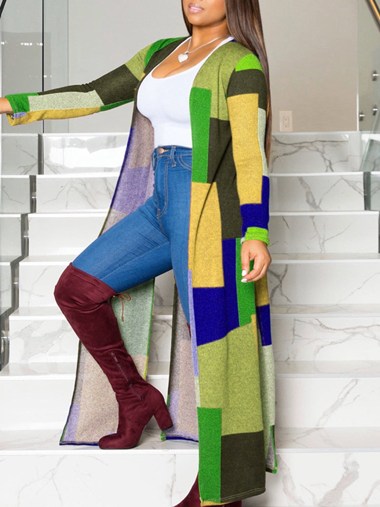 Casual Color Block Cardigan