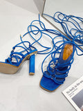 Metal Ring Cross-Strap Heels