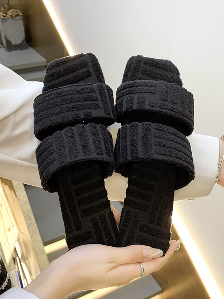 Toweling Flat Heel Slides