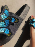 Embroidered Butterfly Slippers