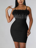 Feather Rhinestone Tassel Dresses