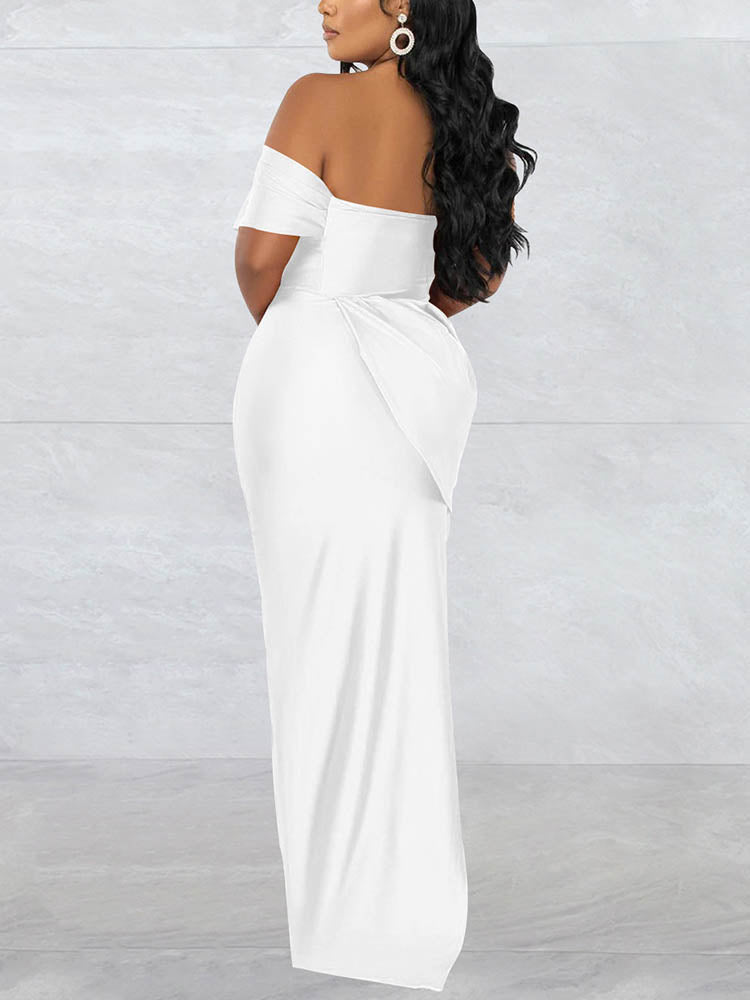 Corset Style High Slit Maxi Dress