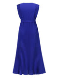 V Neck Ruffle Pleated Dress