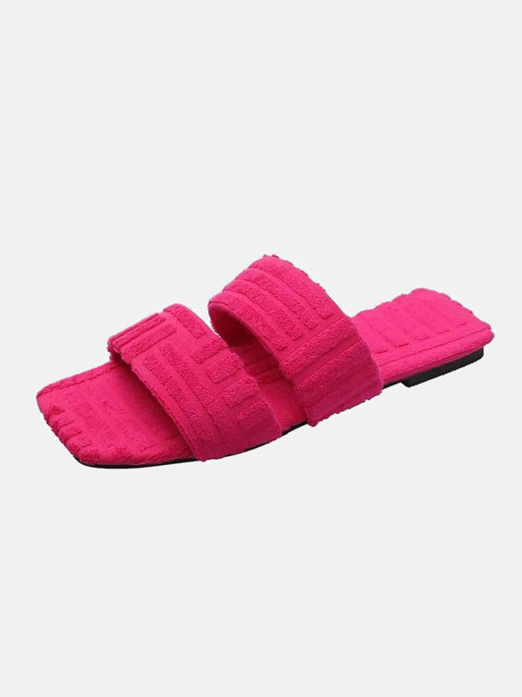 Toweling Flat Heel Slides