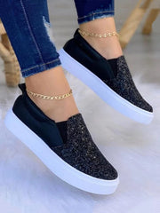 Flacher Slip-on-Sneaker mit Glitzer