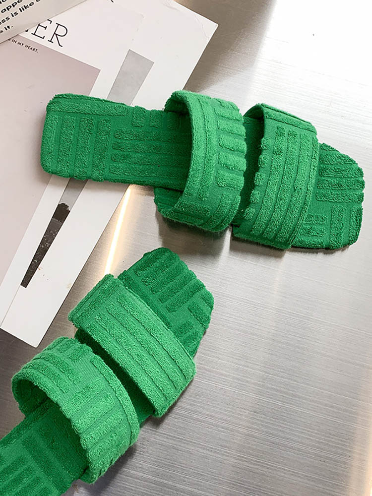 Toweling Flat Heel Slides