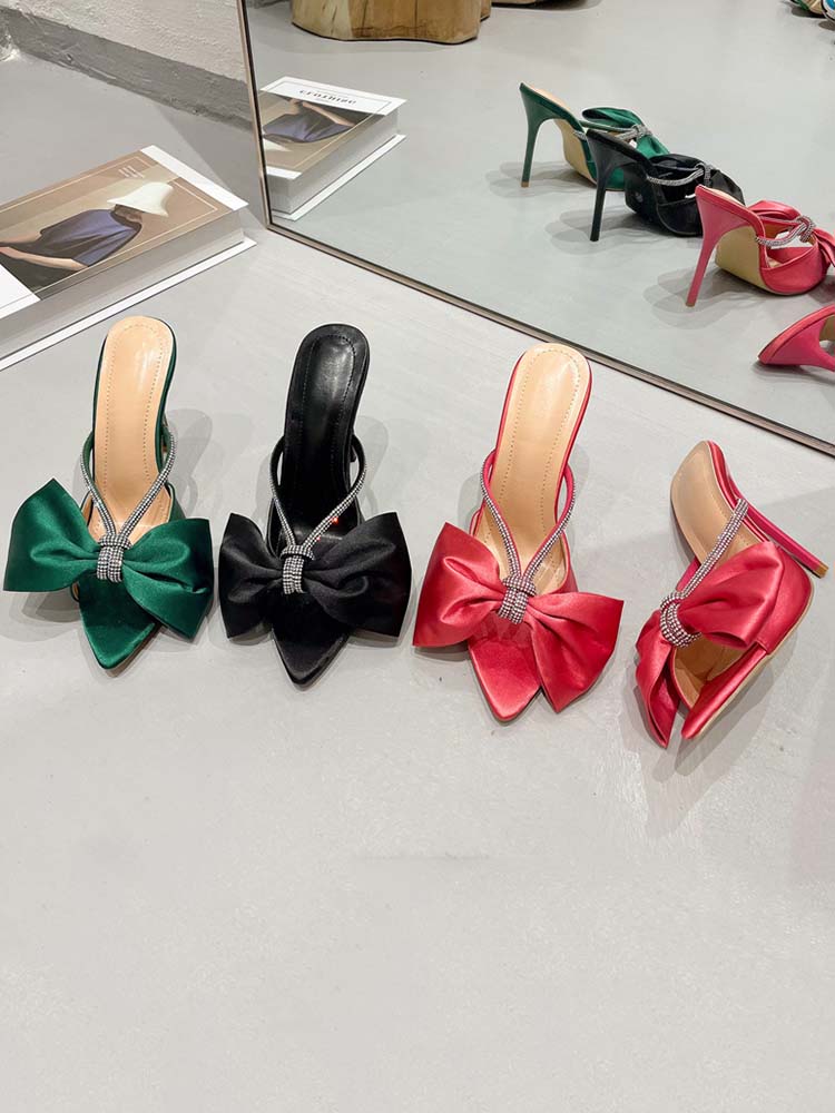 Satin Diamante Bow-knot Sandals