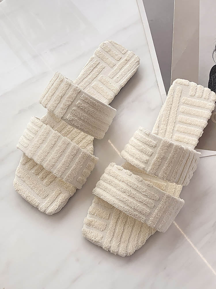 Toweling Flat Heel Slides