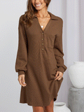 Waffle Button Knit Midi Dress