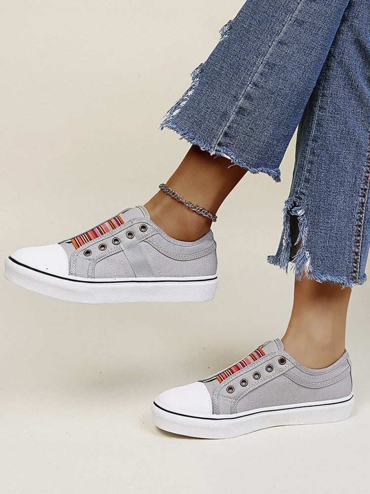 Casual Band Slip-On Canvas Sneakers