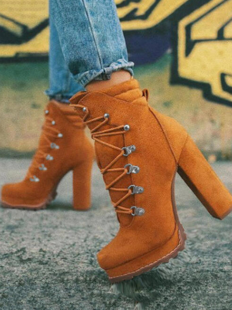 Suede Chunky Heel Booties