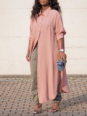 Chiffon Long Sleeve Shirt Dress