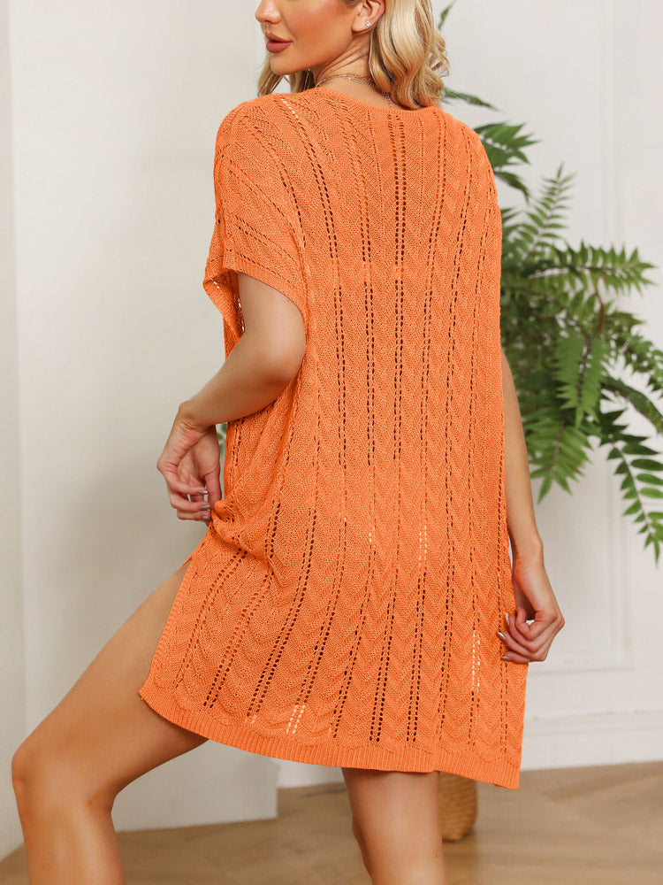 V-neck Crochet Beach Cover-up Dress