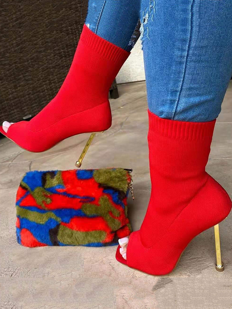 Knitted Peep Toe Booties