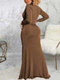 V Neck Side Split Bodycon Dress