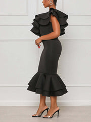 Ruffle One Shoulder Dress