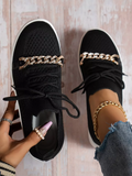 Chain Decor Lace-up Sneakers