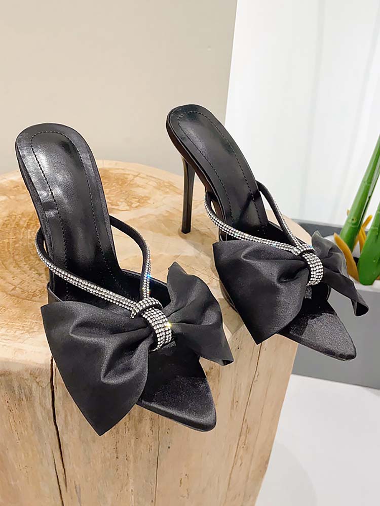 Satin Diamante Bow-knot Sandals