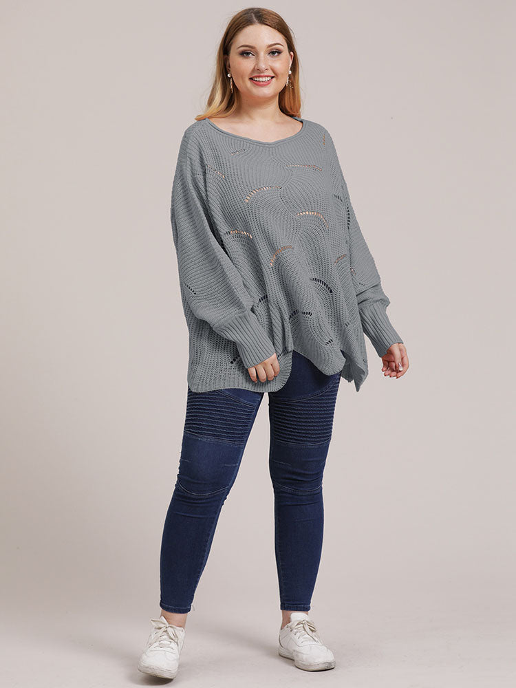 Round Neck Cut-Out Sweater