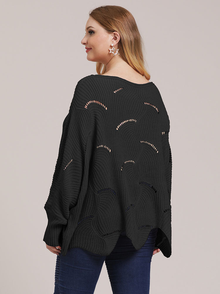 Round Neck Cut-Out Sweater