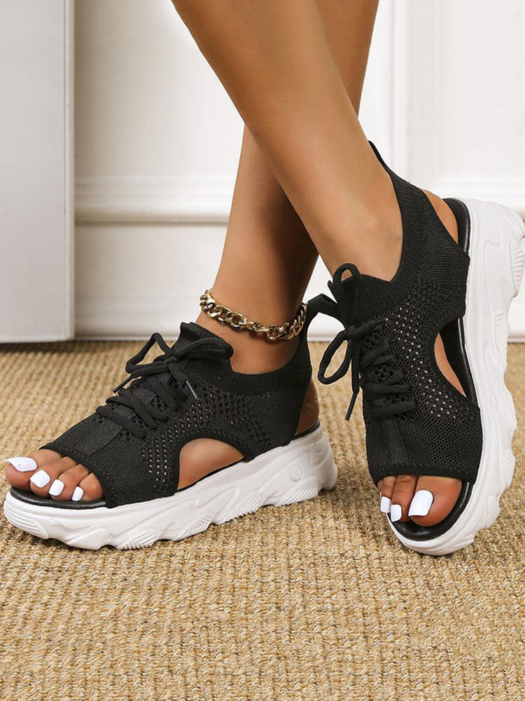 Open Toe Knitted Platform Sandals