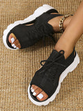 Open Toe Knitted Platform Sandals