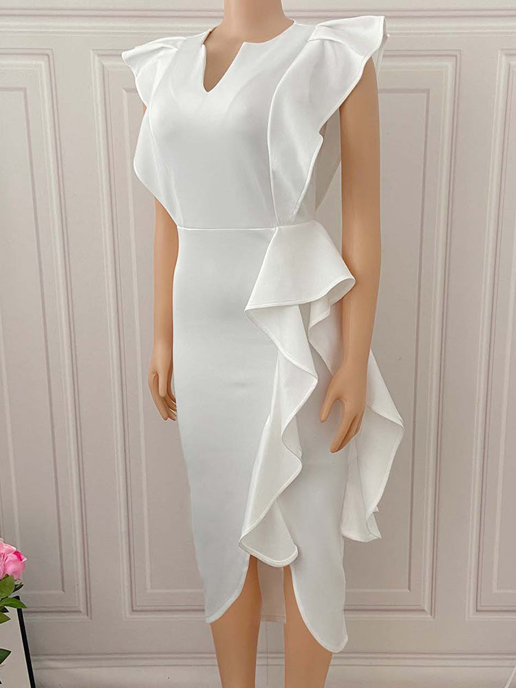 Asymmetrical Solid Evening Dress