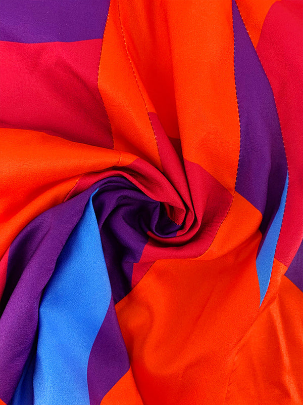 Tie Dye With Belt V Neck Dress