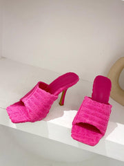 Toweling Square Toe Heels