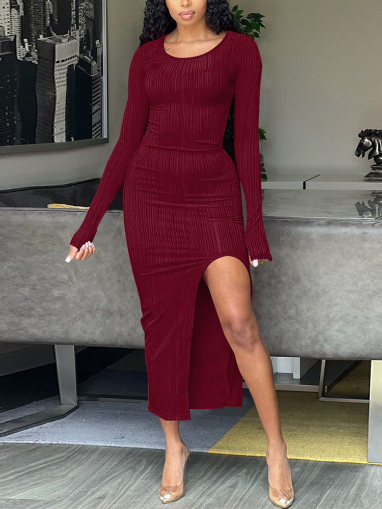 High Split Bodycon Midi Dress