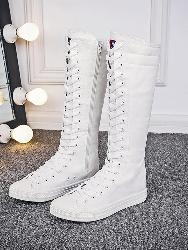 Lace-up Canvas Boots