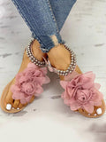Flower String Beads Ankle Straps Flat Sandals