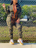 Camouflage Front Zipper Jumpsuit