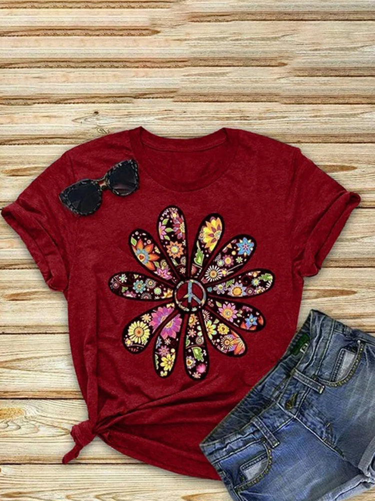 Peace Flower Casual Tee