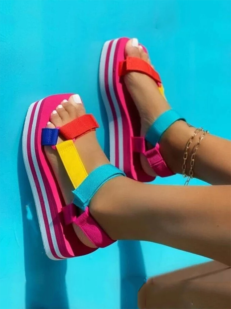 Velcro Color Block Sandals