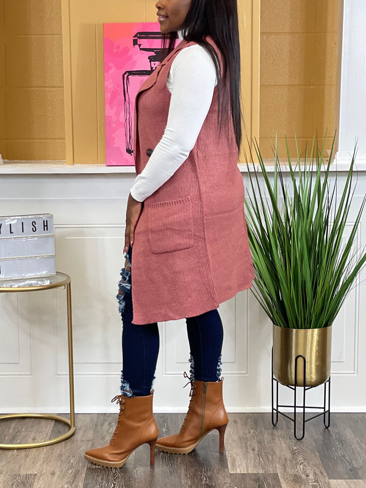 Long Cardi Sweater Vest