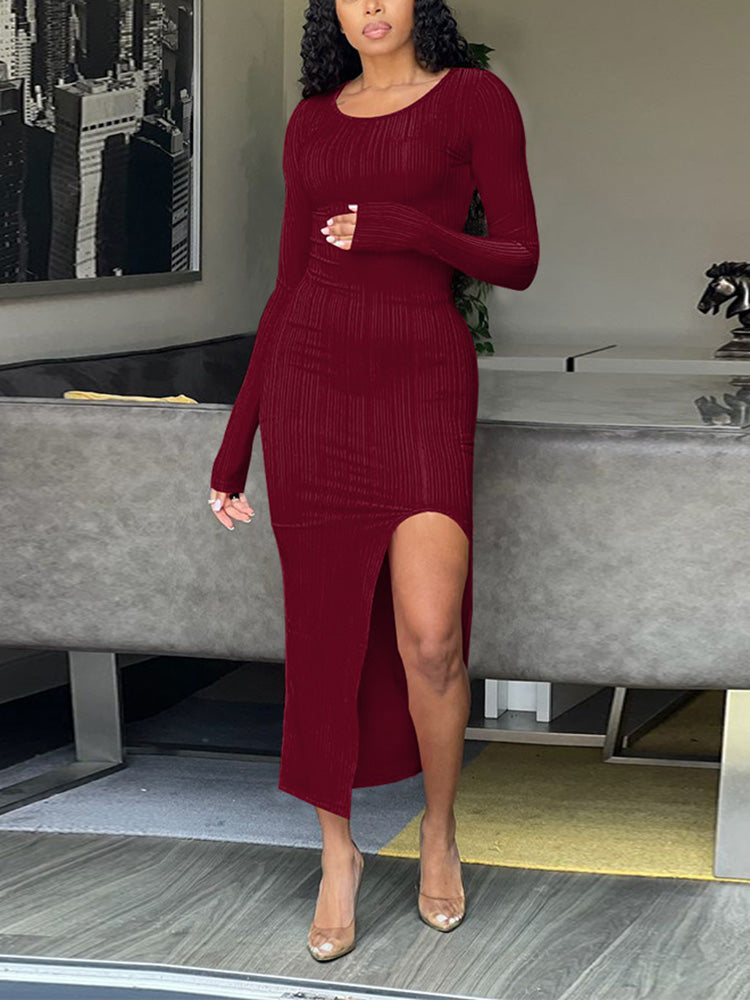 High Split Bodycon Midi Dress