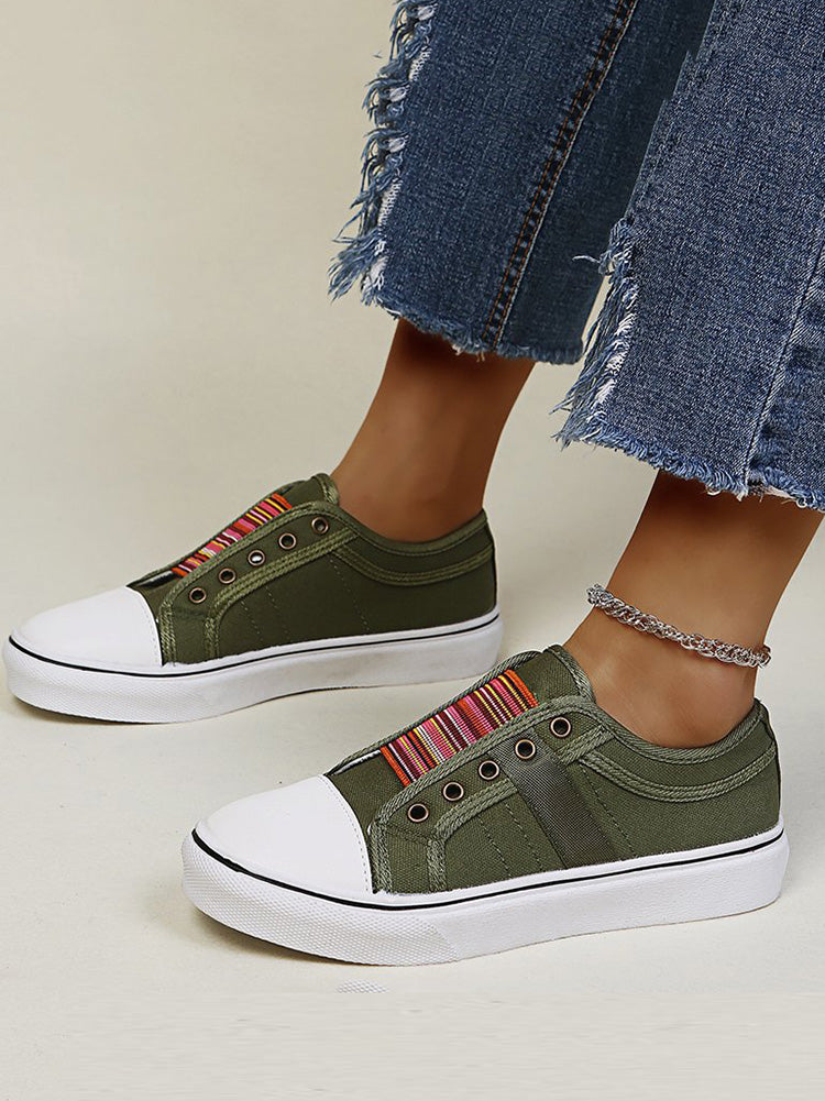 Casual Band Slip-On Canvas Sneakers