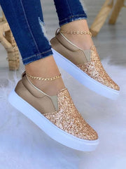 Flacher Slip-on-Sneaker mit Glitzer