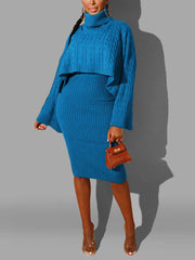 Knitted Turtleneck Sweaters & Tank Dress Set