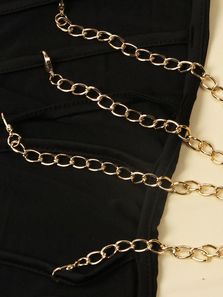 Cutout Chain Strap Skinny Jumpsuit