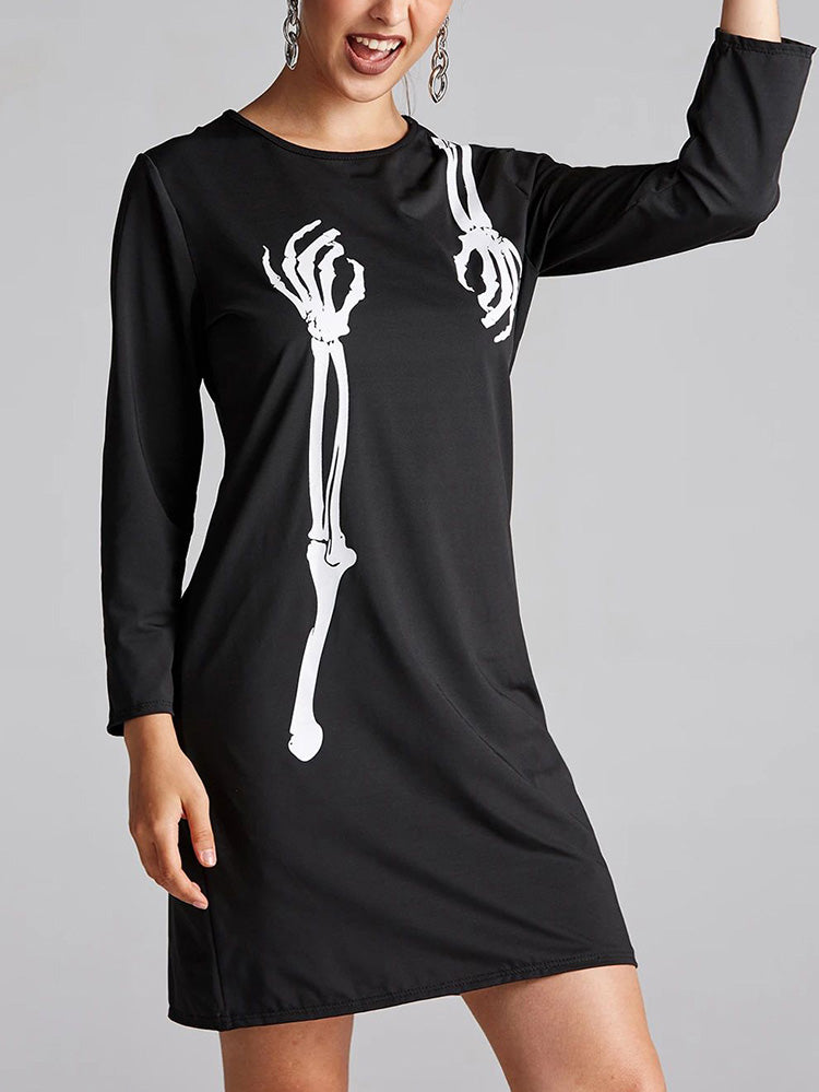 Vestido de Halloween con estampado de calaveras