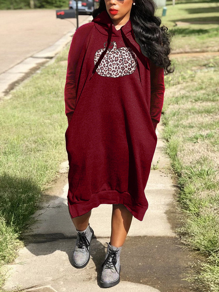 Hooded Pumpkin Midi Dress